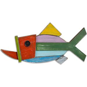 EVINIS Wood Fish Wall Art Coastal Decor, Hanging Fish Wall Decor for Nautical Beach Lake House Ocean Bathroom Decoration, 1 Pc (Style-2)