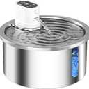 Stainless Steel Wireless Cat Water Fountain 3.2L/108oz Automatic Cat Water Dispenser 4000mAh Battery Operated Large Capacity Pet Water Fountains for Cats Dogs (Black Classic)