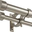 Brushed Nickel Double Curtain Rods 72 to 144 Inches (6-12 Feet),1-Inches Front and 5/8 Inches Back Adjustable End Cap Double Window Drapery Rod for Drapes and Curtains (72-144")