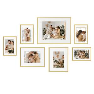 eletecpro Aluminum Gallery Wall Frame Set of 10, Including 2Pcs 8x10, 4Pcs 5x7, 4Pcs 4x6 Photo Frames for Wall or Tabletop Display, Multiple Sizes Picture Frames Collage Wall Decor, Gold