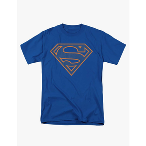 Superman Blue & Orange Shield Grey Unisex Adult T Shirt for Men and Women 2XL