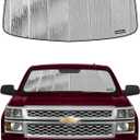 Pigenius Windshield Sun Shade for Chevy Silverado/GMC Sierra 1500 2014-2018, 2500 3500 HD 2015-2019, 1500 LD/Limited 2019, Reversible Silver/Black
