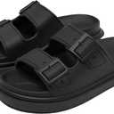 Cloud Slide Sandals for Women Men Pillow Slippers With Ultra Comfort Recovery Beach Shoes Low Arch Support (Black)