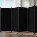 6 Panel Room Divider, 6FT Portable Room Dividers Folding Privacy Screens, 198" W Freestanding Fabric Divider for Room Separation, Partition Room Divider Panel for Dorm Home Studio Office, Black