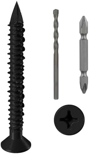 WenSilon(100 PCS) 1/4" x2-1/4 Black Concrete Screw Anchor Black Flat Head for Anchoring to Masonry, Block or Brick Stucco