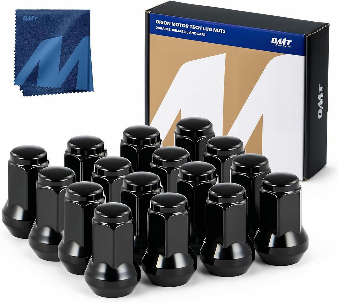 Orion Motor Tech 3/8"-24 Lug Nuts, ATV Cone Seat Lug Nuts 3/8x24 Thread Size Wheel Lug Nuts Compatible with Polaris Ranger 700 RZR 900xp 800 S 570 and More, Set of 16, Black