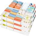 DIMJ Drawer Organizer Clothes, 18 Pack Dresser Organizer, Foldable Closet Organizers and Storage, Fabric Bins, Drawer Dividers for Nursery, Baby Clothes, Underwears, Sock (White)