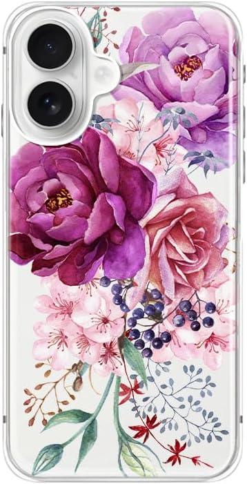 FancyCase Compatible with iPhone 17 Case (6.3inch)-Elegant Flower Design Pretty Floral Pattern Flexible TPU Protective Clear Case (Big Bouquet)