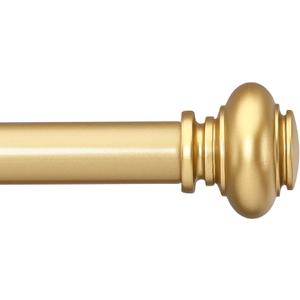 Gold Curtain Rods for Windows 48 to 84 Inches Adjustable Decorative 1 Inch Diameter Single Window Curtain Rod Set with Classic Finials, Gold Finishing (28"-88")