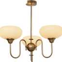 BOKT Modern Gold Globe Chandelier Light Fixture Mid Century 3-Lights Large Glass Sputnik Chandelier Pendant Light Anti Brass Sputnik Flush Mount Ceiling Light Vintage Kitchen Dining Light