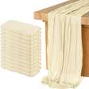 12 Pack Cheesecloth Table Runner, Runner Gauze Boho Wedding Decor Romantic Table Runner for Wedding Birthday Party(35" x 118") (Beige)