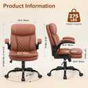 Leather Office Chair, Upgraded Double-Layer Seat Cushion and Neckrest PU Computer Desk Chairs, 360Swivel, Ergonomic Small Gaming Chair with Wheels and Adjustable Armrests for Short People, Brown
