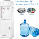 Water Cooler Dispenser 5 Gallon, Top Loading Water Dispenser Hot and Cold Water Dispenser with Storage Cabinet Child Safety Lock for Home Office, White