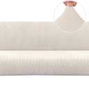 H.VERSAILTEX Armless Futon Cover Stretch Sofa Bed Slipcover Protector Elastic Feature Rich Textured High Spandex Small Checks Jacquard Fabric Futon Cover, Machine Washable, Ivory