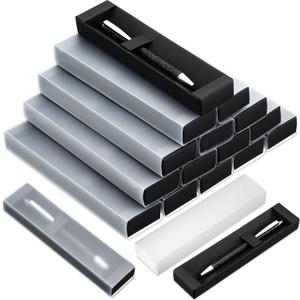 Crtiin 30 Pcs Black Pen Gift Boxes Empty Black Gift with Folding Instructions, Pen Cases with Clear Sleeves and Paper Support Box of Pens Jewelry Present for Business Souvenir Supplies