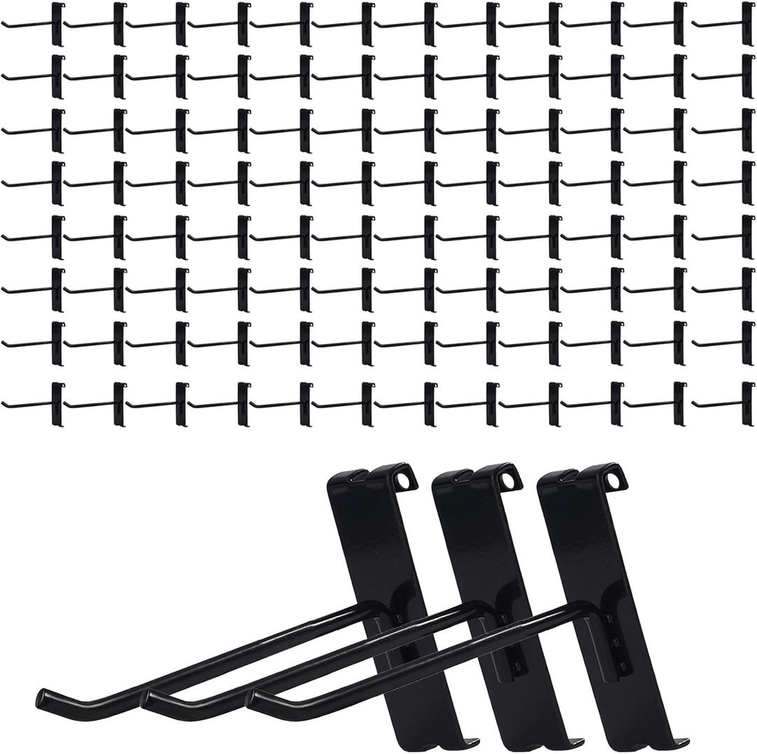 Gridwall Hooks 4 Inch, 100PC Heavy Duty Black Display Hooks for Grid Wall Panels, Grid Wall Accessory for Retail Store, Home Stroage, Garage, Trade Show