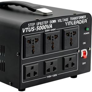 Yinleader 5000W Voltage Converter Transformer Step Up 110V-120V to220V-240V or Step Down 220V to 110V AC Power Converter w/US Standard Power Cord,Circuit Breaker Protection