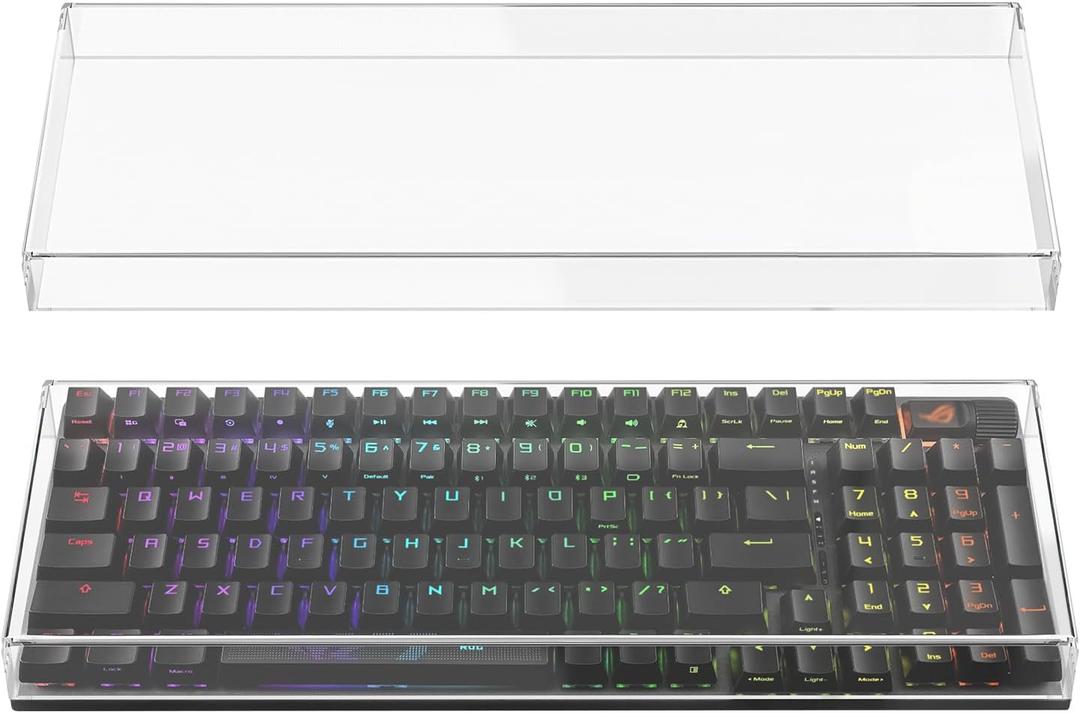 Geekria Keyboard Dust Cover, Clear Acrylic Keypads Cover for 100 Keys Computer Mechanical Keyboard, Compatible with ASUS ROG Strix Scope II 96, Glorious GMMK 2 96, Aula F99