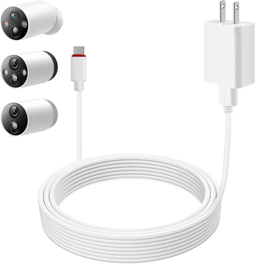 5m/16ft for Tapo C420 Extension Cable,Outdoor Power Adapter for Tapo C425,90 Degree Micro to USB Power Cord,IP65 Waterproof Power Cable for Tapo C400,Wire Long Power Supply Cables Security,White
