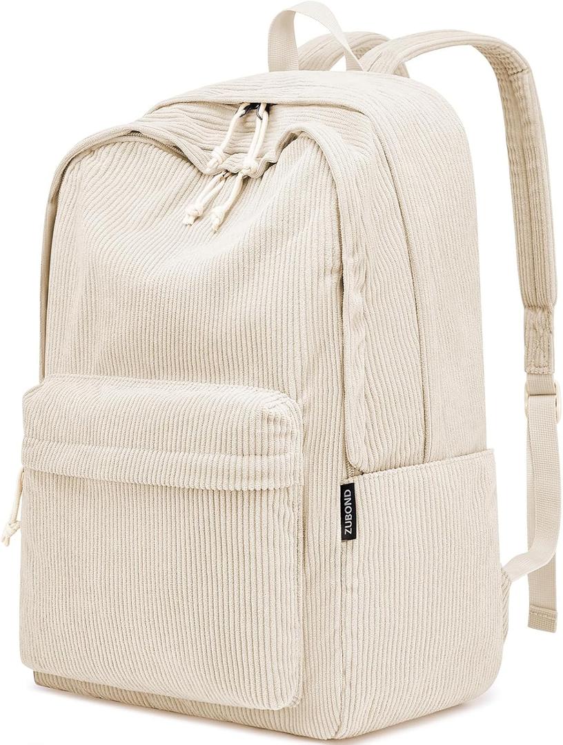 Backpack for School Girls and Boys, Lightweight School Bookbag for Teens, College Students Women & Men, Cute Large Laptop Backpack Fits 15.6 Inch Notebook (Machine Washable) (Beige)