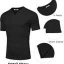 COOFANDY Mens Muscle T-Shirts V-Neck Slim Fit Workout Shirt Short Sleeve Longline Gym Athletic Tee Shirts (Black, XXXL)