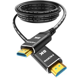 Highwings 8K 4K 120HZ 100FT HDMI Cable Fiber Optic, Unidirectional in-Wall CL3 Rated Long HDMI 48Gbps High Speed [8K@60Hz] Dynamic HDR/eARC/HDCP 2.2&2.3/3D, Compatible for Desktop GPUs 30&40 Series (Black)