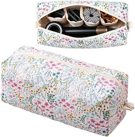 GISMTR Quilted Hair Tool Travel Bag, Portable Carrying Case for Hair Styling Tools, Large Capacity Storage Organizer for Hair Dryer, Curling Iron, and Accessories, Ideal for Travel and Gift