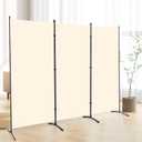 3 Panel Folding Privacy Screens, 6 FT Tall Wall Divider with Metal Frame, Freestanding Room Divider for Office Bedroom Study (3 Panel, Beige)