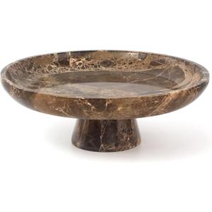 YMXYJM Natural Marble Fruit Bowl for Kitchen Counter 10.2", Large Decorative Bowl Pedestal for Home Decor, Fruits Holder For Dining Table, Brown
