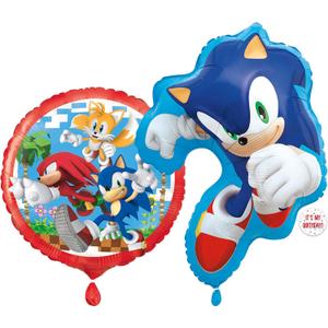 Sonic The Hedgehog Foil Balloons Set of 2 | Multicolor With Sticker | Birthday Party Decorations | Officially Licensed