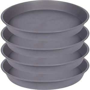 4 Pack of 13 14 inch Plant Saucer (12.2 Inch Base), Heavy Duty Plastic Plant Drip Trays 14" Round, Plant Trays for Indoors, Bird Bath Bowls, Plate for Planter 12-14" (14 inch, Cement Gray)