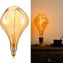 OMED Large Edison Light Bulb 100 watt, Amber Edison Bulb Dimmable 2200K Warm White 8W Oversized Vintage with E26 Base S165 Irregular Unique Extra Large Bulb for Pendent/Ceiling and Floor Lamps,1 Pack