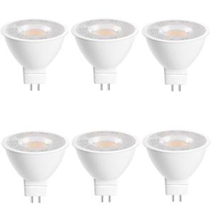 GEPLAD 6 Pack MR16 GU5.3 LED Bulbs, 5W 450 Lumens 3000K Soft White, 50W Halogen Equivalent, 38° Beam Angle, 12V-24V AC/DC, for Indoor/Outdoor Track & Recessed Lighting, Non-Dimmable