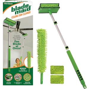 Blade Maid Ceiling Fan Blade Cleaner & Flexible Dusting Brush | Extendable Pole for High Ceilings, Reusable Microfiber Pads, Wall Duster, Removes Cobwebs| Size 3 feet (Pack of 1)
