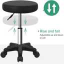 FURWOO Round Rolling Stool Height Adjustable Stool with Wheels for Spa Salon Massage Black