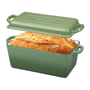 Enameled Cast Iron Dutch Oven, Oblong Bread Oven for Sourdough Bread Baking, Baking Pan, Dual Handles, Oven Safe, 4 Quart, Pistachio Green