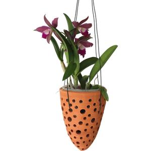 Terracotta Rocket Shaped Orchid Pot with Holes for Small Plants, Hanging Clay Orchid Planters for Outdoors