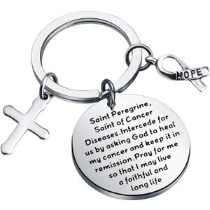 FEELMEM Patron of Cancer Saint Peregrine Jewelry Cancer Fighter Recovery Gift Healing Prayer Keychain