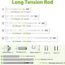 Extra Long Tension Rod 41-145inch Silver Tension Curtain Rods no Drilling