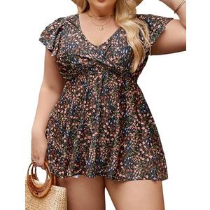 Edelqual Women's Plus Size Tankini Swimsuits Swim Dress Tummy Control Bathing Suits Two Piece High Waisted Swimwear 2025 Size 4XL