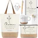 Suclain 7 Pcs Christian Religious Gifts, Spiral Notebook, Coffee Mug, Bible Bag, Ballpoint Pen, Makeup Bag, Inspirational Keychain for Women Easter Birthday Graduation Appreciation Gift(Inspirational)