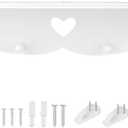 Hollowed Love Shape Wall Shelf,23inch White PVC Wood-Plastic Board Wall Mounted Floating Shelf Hanging Storage Rack for Kitchen Living Room Organizer