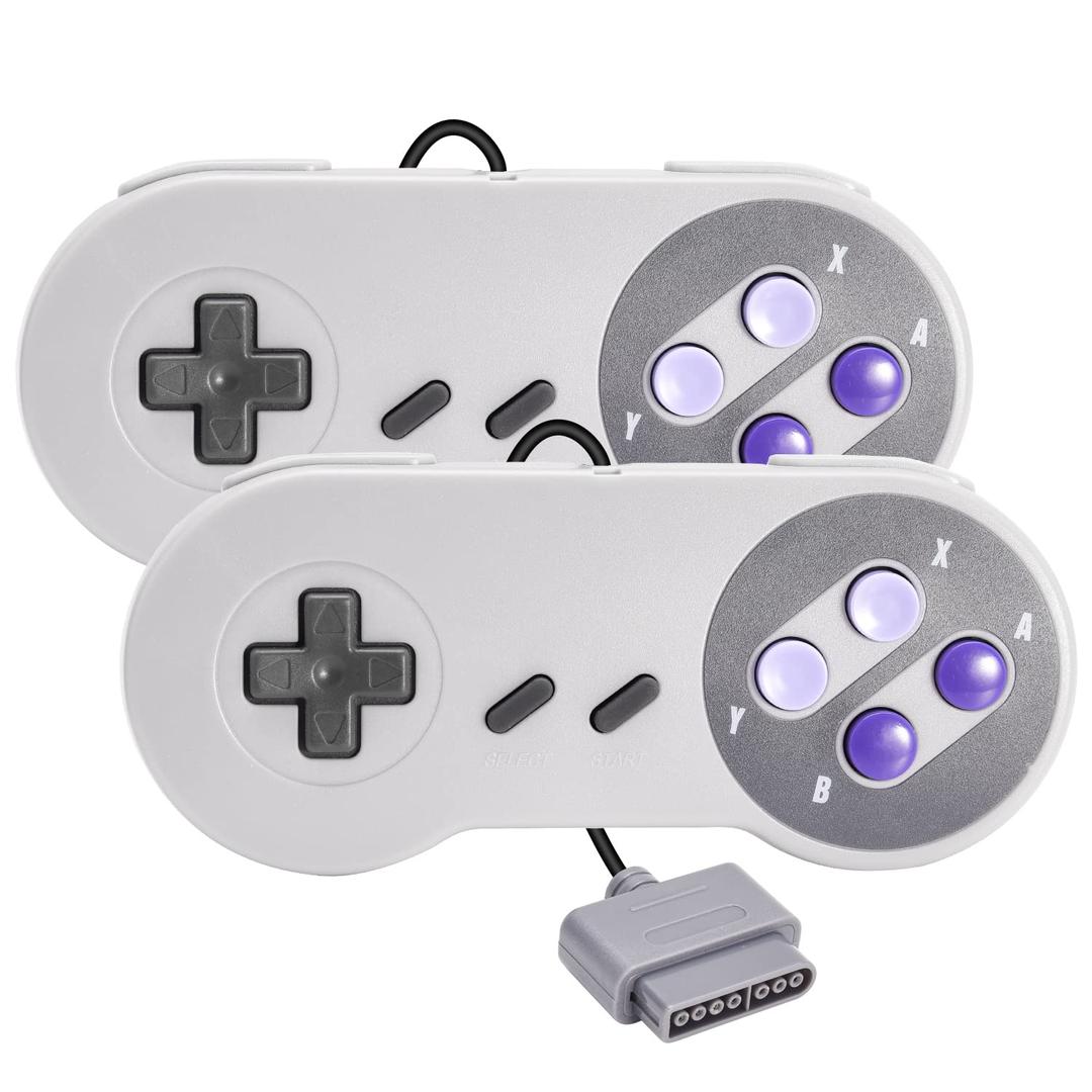 2 Pack Retro Wired Controller for SNES Original Console, kiwitatá Remote Wired Gamepad Controller Compatible with SNES Super Entertainment Game Console System