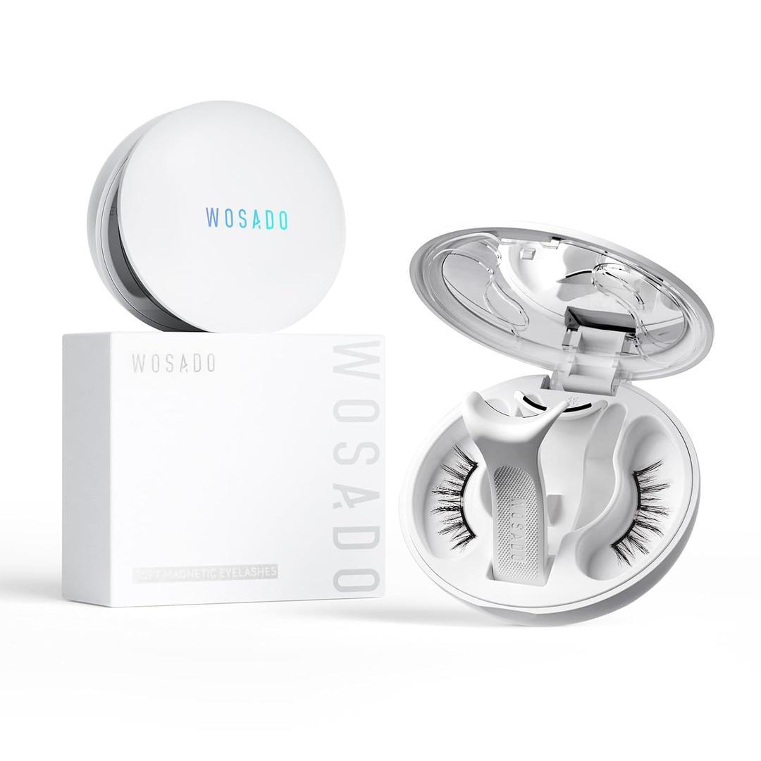 WOSADO Magnetic Eyelashes with Applicator Kit, [V10 Ultra Black] Reusable Magnetic Lashes without Eyeliner, Glue-free False Lashes, Waterproof, Lightweight, Suit for Natural Makeup