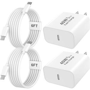 iPhone 17 16 15 Charger Fast Charging, 2 Pack 40W USB C iPhone 17 16 15 Pro Max Charger Block & 6FT Type C Charging Cable Cord for iPhone 17/Air/17 Pro/17 Pro Max/16/16 Pro/16 Pro Max/15/15 Pro Max