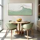 Green And White Wood Wall Decor Ocean Framed Wall Art Abstract Paintings Sea Wave Green Large Print Pictures for Office Hotel Gallery 24"x48"