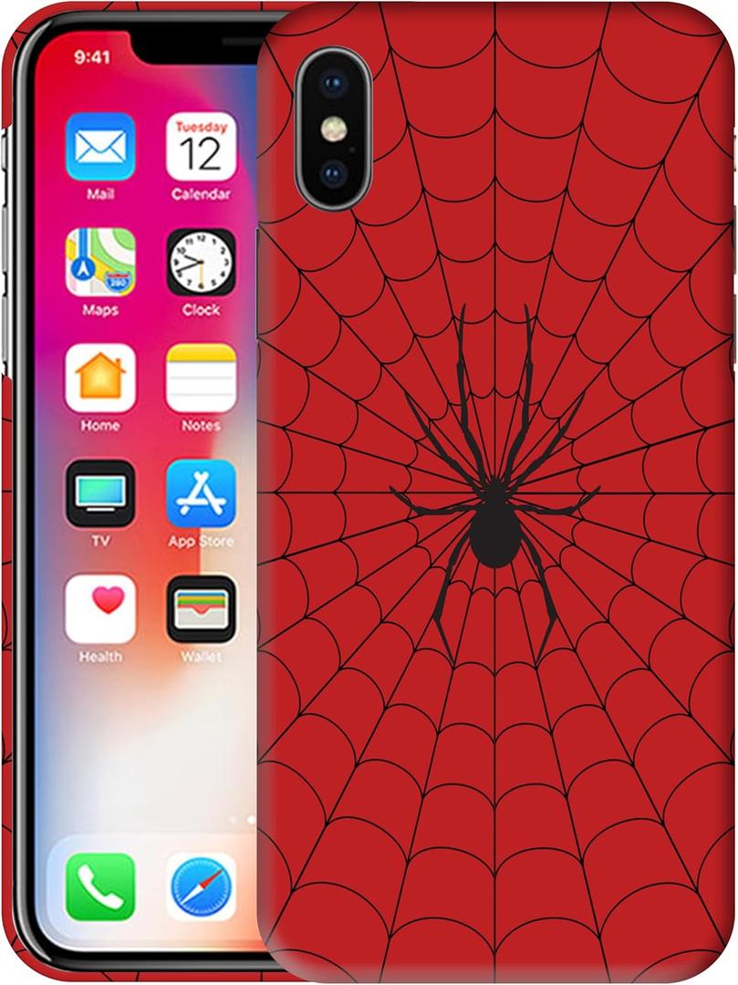 for iPhone Xs Max Case - Web Spider Red 3D Printed Design Phone Back Hard Plastic Cover Case Compatible with iPhone Xs Max (6.5")