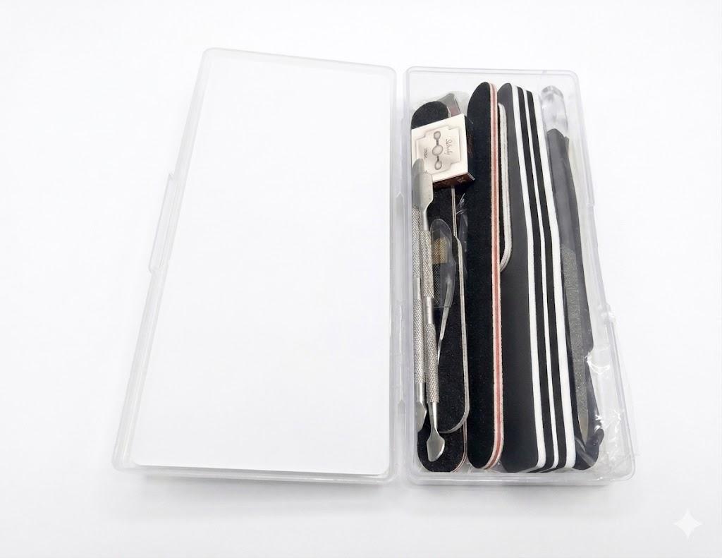 Professional Manicure Tool Set with Nail Files and Cuticle Pusher, Portable Grooming Kit in Clear Storage Case