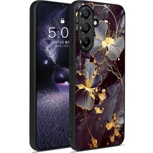 for S25 FE Case [Compatible with Magsafe] [Glow in The Dark] Cute Luminous Floral Slim Fit Soft TPU Shockproof Protection for Samsung Galaxy S25 FE Magnetic Case Aesthetic Black Marble, s25fe-yg-black