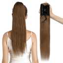 MY-LADY Ponytail Extension Human Hair Claw Clip in Ponytail Hair Extension Long Straight Pony Tail Hair Extensions Real Human Hair for Women Light Brown 18 Inch 115g